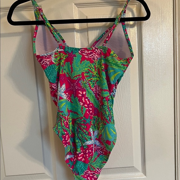 Vibrant Pink and Green Women's One-Piece Swimsuit- Size S - Picture 2 of 5